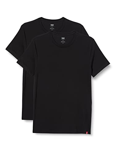 Levi's Slim 2-Pack Crewneck Tee Camiseta Hombre, Black + Black, XL