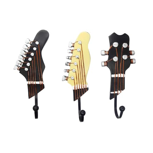 KUNGYO Juego de 3 Ganchos Ddecorativos Guitarra Forma Vintage Perchero de pared para colgar...