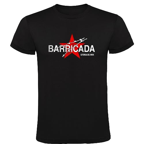 Camiseta Negra Barricada Leyenda del Rock Logotipo Hombre 100% Algodón Tallas S M L XL XXL (L)