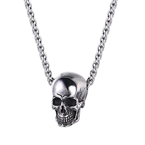Collar con Colgante de Calavera de Demonio Malvado de Cuerno gótico de Acero Inoxidable los Ojos de Horus...