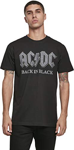 MERCHCODE ACDC Back In tee Camiseta, Negro (Black 00007), X-Large para Hombre