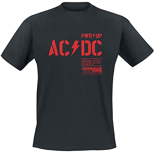 AC/DC PWR Up Hombre Camiseta Negro XL, 100% algodón, Regular