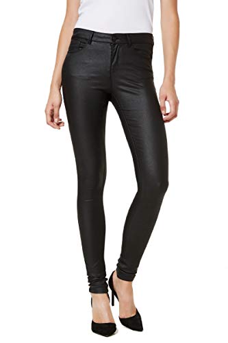 Vero Moda Mujer Vmseven Nw S.slim Smooth Coated Pants Pantalones, Negro (Black/Coated), M/32