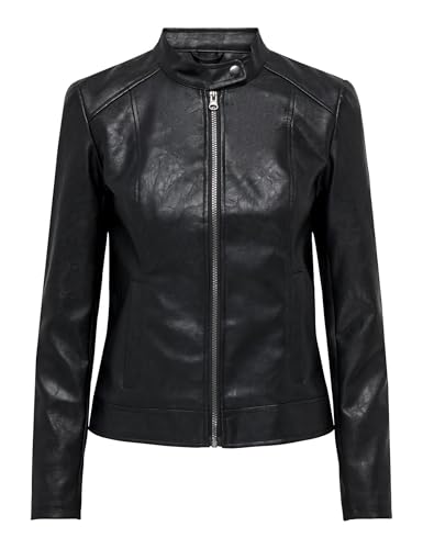 JDY JDYemily Faux Leather Jacket Otw Noos Chaqueta de Cuero sinttico, Negro, 44 para Mujer