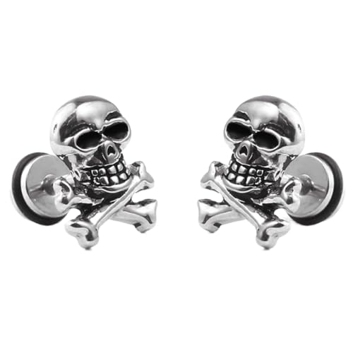 SHANHUHAI 1 par de pendientes de calavera en forma de calavera para hombre, joyería gótica, joyería punk...