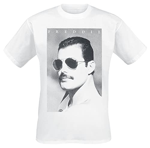 Queen Freddie Mercury - Sunglasses Hombre Camiseta Blanco XL 100% algodón Regular