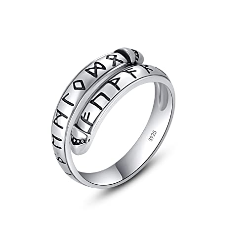 Anillo Viking de plata de ley 925, ajustable, nórdico vikingo, anillo de flecha, brújula vegvisir, anillo de...