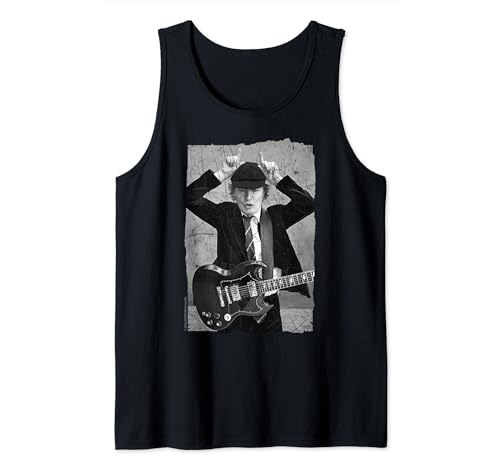 AC/DC Rock Music Band Angus Young Distressed Photo Camiseta sin Mangas