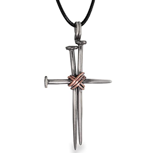 925 collar de cruz de plata esterlina con cuero ecológico negro para hombres colgante para hombres colgante...