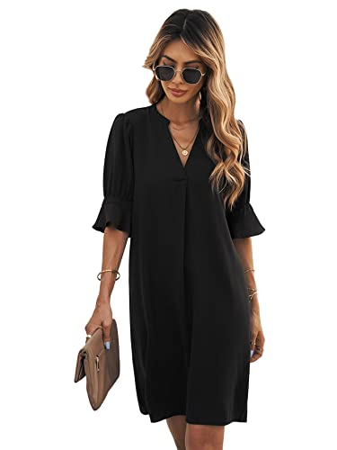 SheIn - Vestido tipo túnica para mujer, vestido corto de verano, elegante blusa, informal, holgado, con...