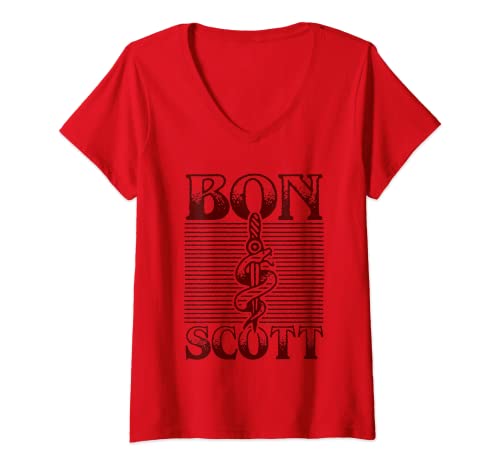 Mujer Bon Scott Dagger logo Camiseta Cuello V