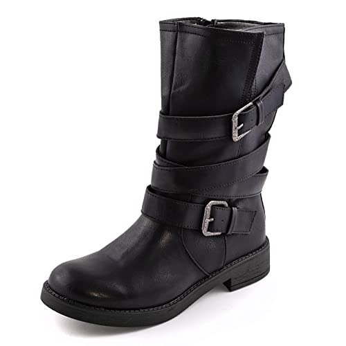 Toocool - Zapatos de mujer para motorista, de piel sintética, estilo casual, con hebillas 1050, Negro , 39 EU