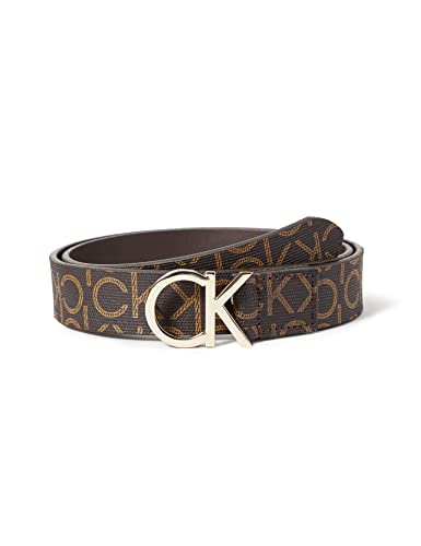 Calvin Klein Cinturón para Mujer Ck Mono Belt 3 cm de Cuero, Marrón(Brown Mono), 90 cm
