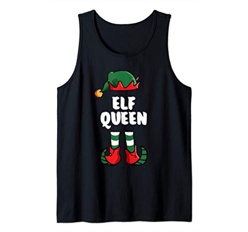 Elf Queen grupo familiar a juego divertido navidad Camiseta sin Mangas