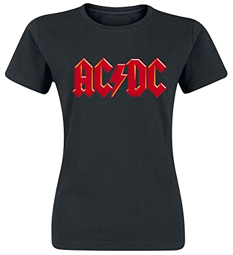 AC/DC Red Logo Mujer Camiseta Negro XXL 100% algodón Regular
