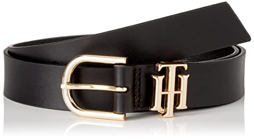 Tommy Hilfiger Cinturón de para Mujer Th Lux 3.0 de Cuero, Negro (Black), 80 cm