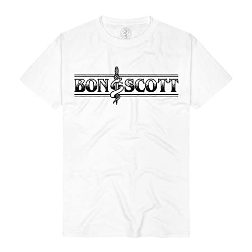 AC/DC - Camiseta con logotipo de Bon Scott Snake, color blanco., Blanco, XXL