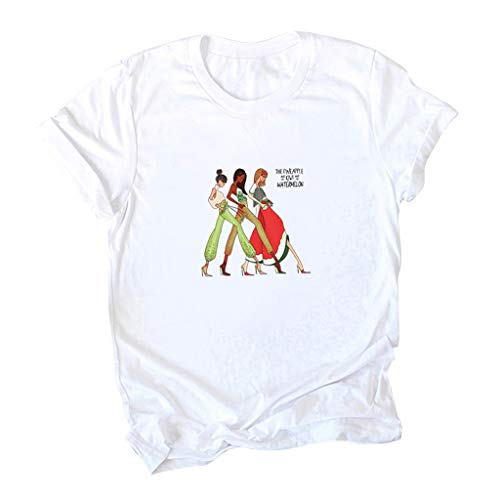 Camiseta para Mujer Moda Tallas Grandes Color SóLido Impreso Casual O-Cuello Manga Corta AlgodóN Tops S-5XL