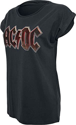 AC/DC Voltage Logo Mujer Camiseta Negro XXL 100% algodón Ancho