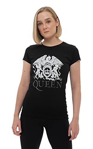 Queen T Shirt Band Logo Diamante Nuevo Oficial De Las Mujeres Skinny Fit Size 8