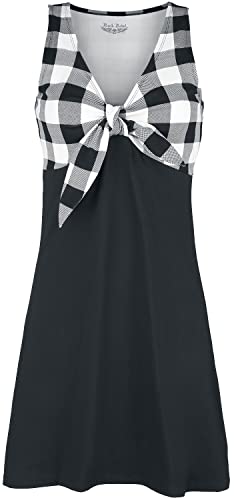 Rock Rebel by EMP Rockabella-Look Dress Mujer Vestido Corto Negro-Blanco L 95% algodón, 5% elastán