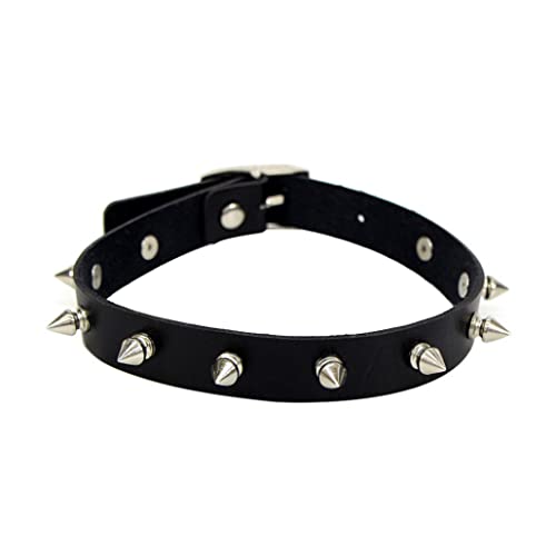 1pc Punk Collar Choker Vintage Punk Goth Studded Rivet PU Collar de gargantilla de cuero Ajustable para...