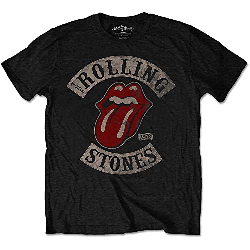 Rolling Stones Tour 78 Mens Blk TS Camiseta, Negro (Black), Medium para Hombre