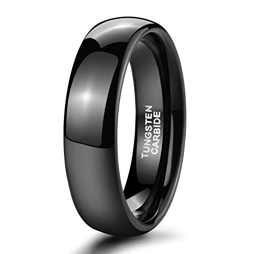 Zakk Anillos para mujer y hombre negro de tungsteno estrecho pulido anillo de compromiso anillos de pareja 2mm...