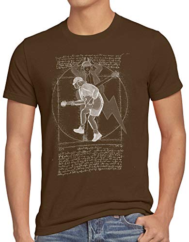 style3 Angus de Vitruvio Camiseta para Hombre T-Shirt Young Hard Rock da Vinci, Talla:S, Color:Marrón