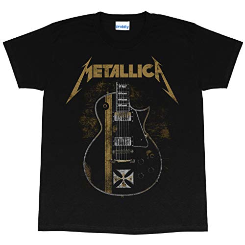 Popgear Metallica Hetfield Guitar Cross Men's T-Shirt Black Camiseta, Negro, XL para Hombre