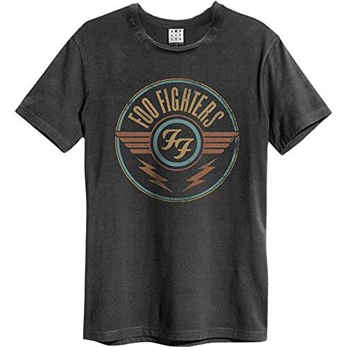 Amplified Foo Fighters-FF Air Camiseta-Camisa, Gris (Charcoal CC), L para Hombre