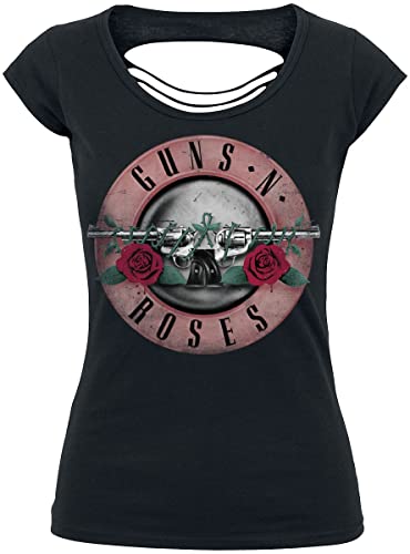 Guns N' Roses Pink Bullet Mujer Camiseta Negro L 100% algodón Cut-Outs Ancho