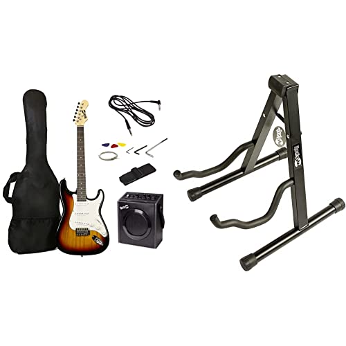Kit de guitarra eléctrica RockJam de tamaño completo con amplificador de guitarra de 20 vatios, lecciones -...