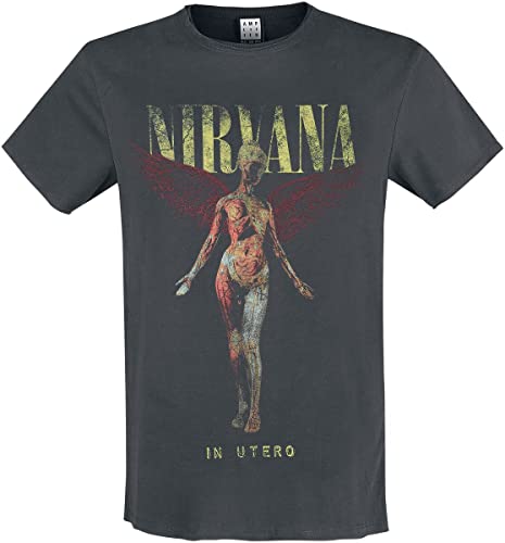 Amplified Nirvana-En Color Utero T-Shirt, Gris (Charcoal CC), XL para Hombre