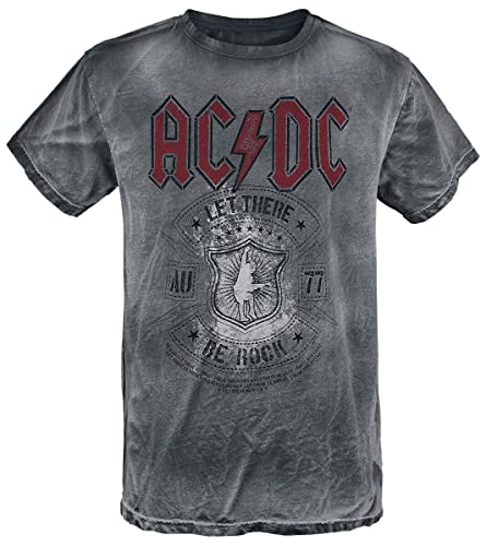 AC/DC Let There Be Rock Hombre Camiseta Gris XXL 100% algodón Regular
