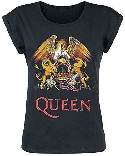 Queen Classic Crest Mujer Camiseta Negro M 100% algodón Regular