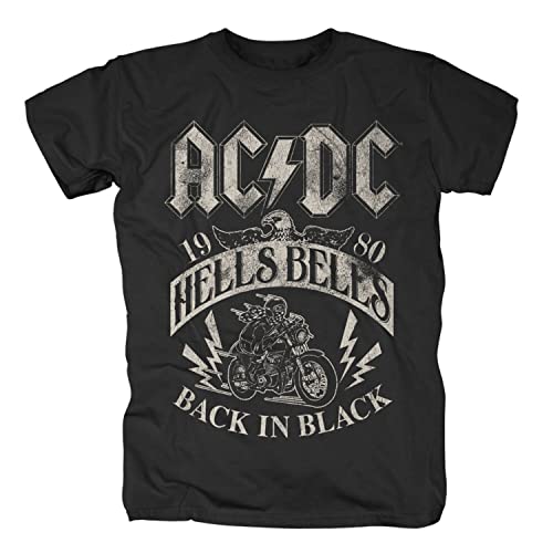 AC/DC Hells Bells 1980 Hombre Camiseta Negro M 100% algodón Regular