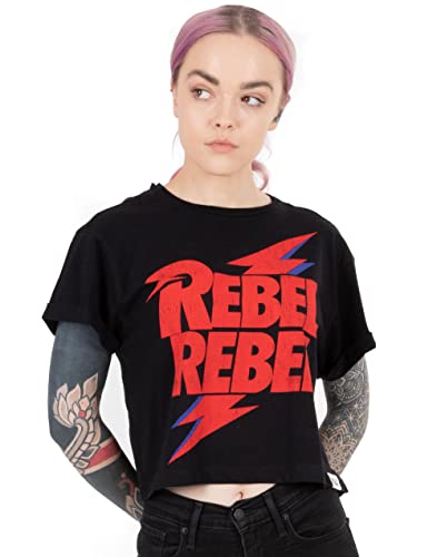 David Bowie Camiseta Recortada para Mujeres Rebel Rebel Song L