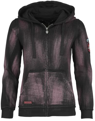 Rock Rebel by EMP Mujer Chaqueta Negra con Capucha y Aspecto Usado M