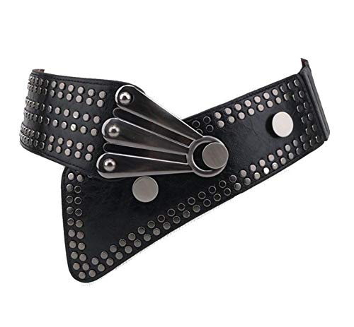 Oyccen Punk Cinturón Ancho de Remache para Mujer Pretina Elástico Señoras Cinturones de Vestir