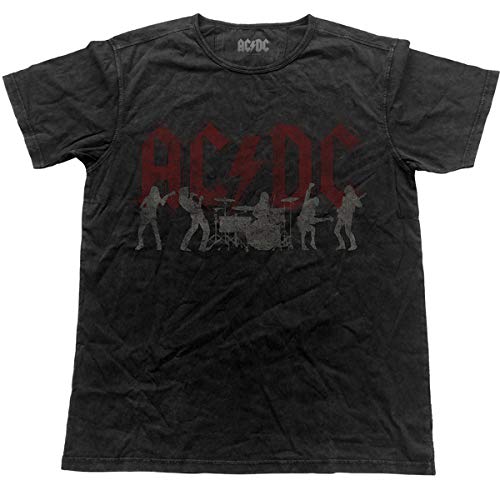 AC/DC Angus Young Brian Johnson Back in Black Oficial Camiseta para Hombre (Small)