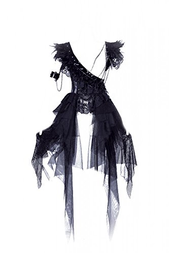 Steam Punk vestido con plumas negro gótico RQ – Pintura BL Vintage 21079 negro Negro medium