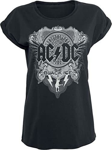 AC/DC Black Ice Mujer Camiseta Negro S 100% algodón Ancho