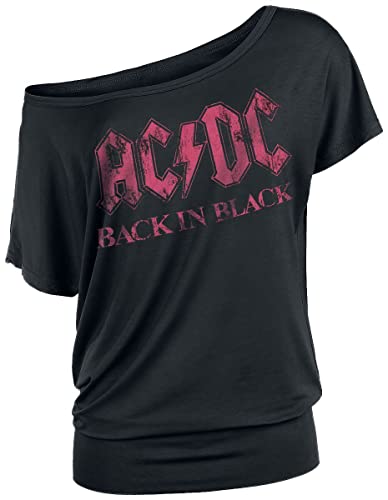 AC/DC Back in Black Mujer Camiseta Negro L 95% Viscosa, 5% elastán Ancho