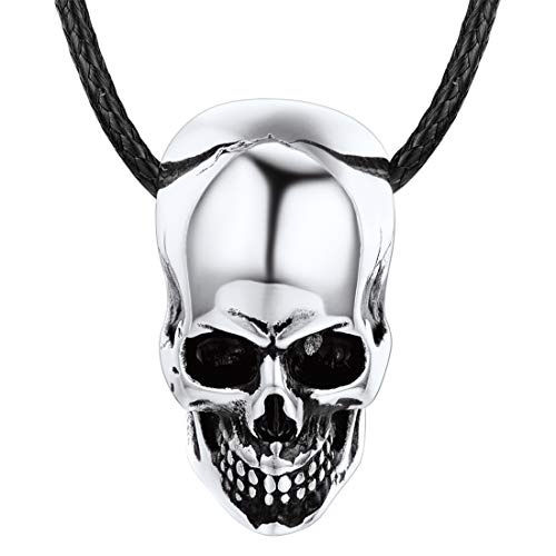 U7 Collar cabeza de calavera de Halloween acero inoxidable 316l diseño de ciclista gótico para hombres y...