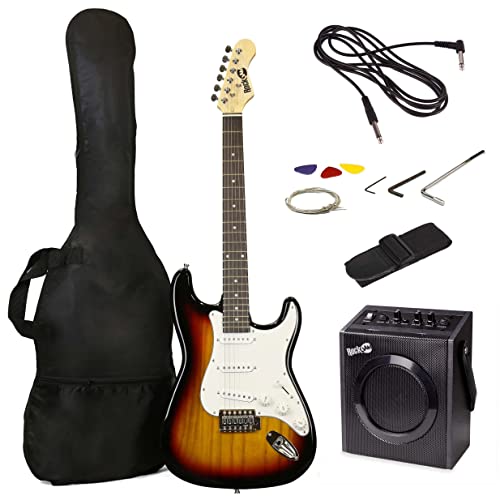 RockJam RJEG02-SK-SB Kit completo de guitarra eléctrica de 10 W, con amplificador, lecciones, correa, funda,...