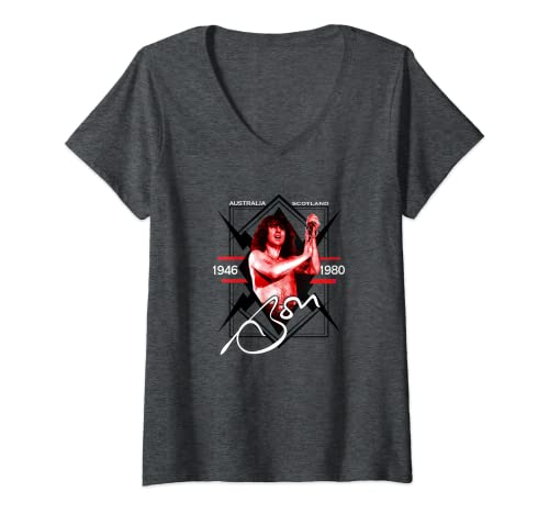 Mujer Bon Scott Lightning Singer Camiseta Cuello V