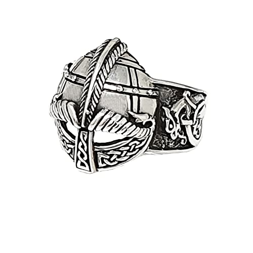 TreasureBay Anillo de casco de Viking para hombre, plata de ley Gjermundbu, anillo de plata de ley 925 de...