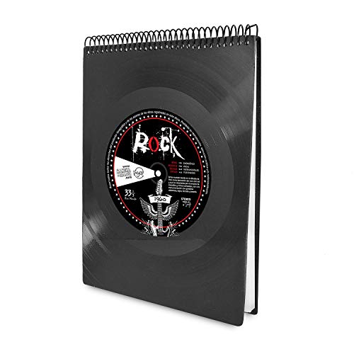 Mancha de Creación - Libreta de discos de vinilo LP diseño Rock, cuaderno espiral tamaño A5 (21 x 15 cm),...