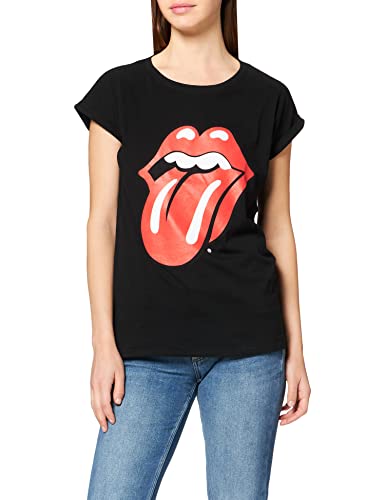 MERCHCODE Rolling Stones Tongue, Camiseta Mujer, Negro, L